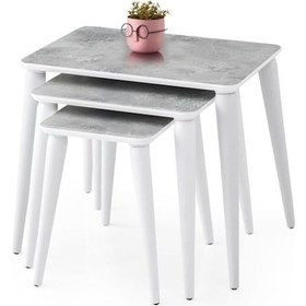 Resim Arya High Gloss Dikdörtgen 3Lü Zigon Sehpa (531808870) 