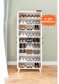Resim Ae-1088 Patentli İmaj Beyaz Ayakkabılık, 9 Raflı, Ayaklı, 4 Kapak 