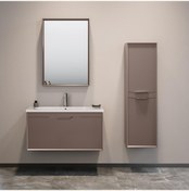 Resim Orka Clay 100 Cm Mdf Toprak Banyo Dolabı Takımı Ve Boy Dolabı 