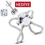 Resim Bella Gloria Oval Tektaş Çıtır Gümüş Yüzük (GY00305) 