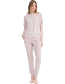 Resim U.S. Polo Assn. 17084 Kadın Pembe Melanj Uzun Kollu Yuvarlak Yaka Pijama Takım-pembe Melanj-2xl Çok Renkli 