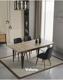 Resim Ada Yemek Odası Takımı Yemek Masası + 4 Adet Sandalye Kahverengi 