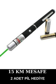 Resim harry 15 Km Menzilli AAA Pilli Tek Başlıklı Yeşil Lazer Pointer 2 Adet Pil Hediye 