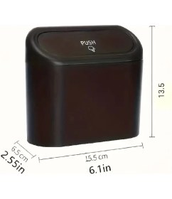 Resim Batcell Portatif Araç İçi Çöp Kutusu Kapaklı Organizer Taşınabilir Kova Universal Uyumlu Dayanıklı Malzeme 