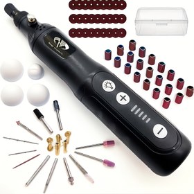 Resim HongWu - Lityum-İyon Kablosuz Döner Araçlar, Değişken Hızlı Çok Fonksiyonlu Kiti, USB Şarj, Aksesuarların Kolay Değiştirilmesi - Hafif DIY, Manuel, Taşlama, Kazıma, Parlatma ve Diğer Hassas İşler İçin Uygun 