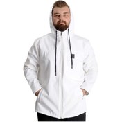 Resim Mode Xl Büyük Beden Softshell Waterproff Kapüşonlu Mont 21235 Beyaz 001 