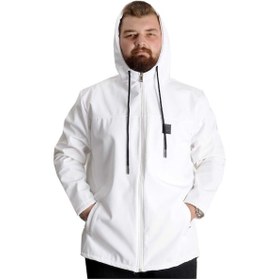 Resim Mode Xl Büyük Beden Softshell Waterproff Kapüşonlu Mont 21235 Beyaz 001 
