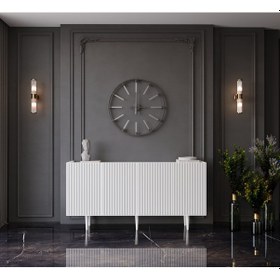 Resim Enwood Capella Beyaz Mdf 4 Kapaklı Raflı 160 Lık Konsol 