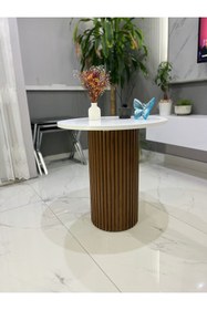 Resim MatBeyaZ Bohem Yan Sehpa Fiskos Sehpa Çıtalı Dekoratif Mdf Üst Tablalı 60 Cm Üst 62 Cm Yükseklik 