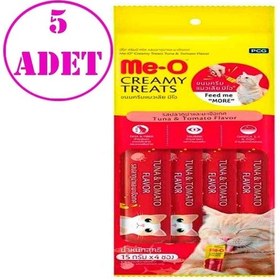 Resim Me-O Creamy Ton Balıklı ve Domatesli Yetişkin Kedi Ödülü 5'li 4 x 15 G 