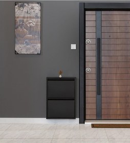 Resim Kaser Metal 2'Li Metal Ayakkabılık Siyah 