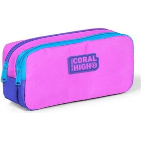 Resim Coral High Pembe-Mavi İki Bölmeli Kalem Çantası -Kız Çocuk 