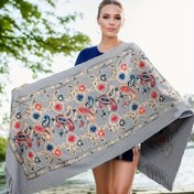 Resim Kadınlar için Bohem Stil Nakışlı Eşarp, Kış, İlkbahar ve Sonbahar için Çok Yönlü, Kalın Sıcak Kaşmir ve Vintage Çiçek Desenleri, İki Şekilde Takılabilen Büyük Boy Şal. 