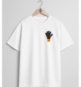 Resim Oversize Glove Goalkeeper, Oliver Kahn Kaleci Eldiveni Cep Tasarımlı Unisex T-shirt Beyaz 