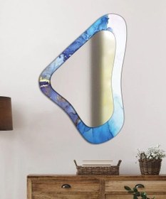 Resim CAMDAN TABLO I Asimetrik Geometrik Renkli Dekoratif Duvar Aynası - Modern Tasarım-18 (90x60 cm) 
