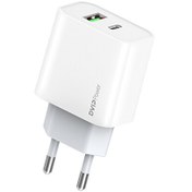 Resim N30 20W Type-C PD - Usb-A Quick Charger Çift Çıkışlı Beyaz Şarj Aleti Başlığı Dvip