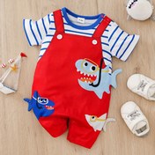 Resim Bebe Erkek ve Kız Çocukları Rahat Taklit Tulumlu Grafik Kısa Kollu Tulum Tulum Kıyafetler, İç ve Dış Mekan Giyimine Uygun 