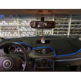 Resim Renault Clio 3 Modellerine Uygun Torpido Koruma Halısı Siyah Kenar Renk Mavi 