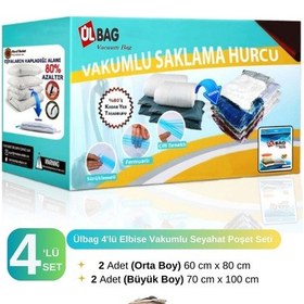 Resim 4'lü Vakumlu Saklama Poşet Seti Elbiseler Için Uygundur Vakumlu Hurç Şeffaf 