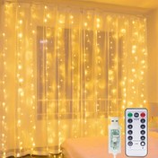 Resim 1 Adet Perde Işıkları, Uzaktan Kumandalı 8 Modlu Perde Peri Işıklar, USB Fişli, İç Mekan Yatak Odası Penceresi için Uygun Noel Ramazan Düğün Partisi Dekorasyonu, En İyi Noel için 