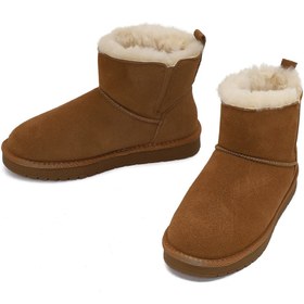 Resim Kadın Camel Süet Deri Teddy Bot - Camel / 
