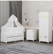 Resim Elegant Yıldız 2 Bebek Odası Takımı Yatak Uykuseti - Uykucu Beyaz 