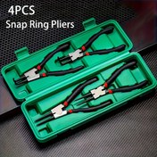Resim YeniKöpekbalığı 4 Parça Snap Halka Pense Seti - 17.78 cm Profesyonel Sınıf Circlip Pense, Paslanmaz Parlatma Kaplamalı Ağır Metal Yapı, Tutma Halkası Çıkarma İçin Çeşitli Düz ve Eğri Uçlar, Yüksek Kaliteli Yaylarla Donatılmış, Montaj Gerektirmez 