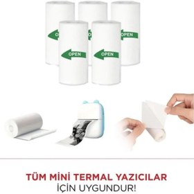 Resim Asimmim Mini Yazıcı Ile Uyumlu 5'li Yapışkanlı Rulo Termal Pos Kağıdı Termal Yazıcılar Ile Uyumlu 