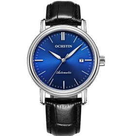 Resim Ochstin 2024 Otomatik Mekanik Saat Erkekler Su Geçirmez Takvim Deri İş Mekanik Erkek Saati Mavi 