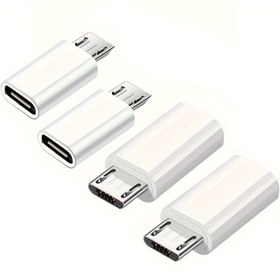 Resim 4 adet USB-C'den Micro USB'ye Adaptör Dönüştürücüler, Beyaz - Tip C Dişi'den Micro USB Erkeğe, Hızlı Şarj & Veri Senkronizasyonu, Samsung Galaxy S7 Edge, S6, LG Nexus 5/6 ve Daha Fazla Cihazla Uyumlu 