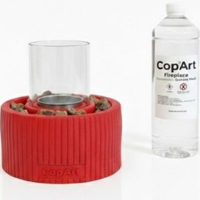 Resim Alba Kırmızı Biyoetanol Masaüstü Şömine - 1 Lt Yakıt Ve Dekoratif Taş Hediye 