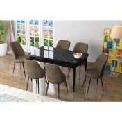 Resim Canisa Concept Zen Siyah Mermer Yemek Masası Takım Mutfak Masası Takımı 6 Sandalye 