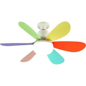 Resim E27 Fan Lambası Üç Renkli Karartma Ev Yatak Odası Çocuk 5229 Beyaz 