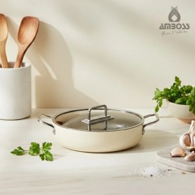 Resim Amboss Sera Nova Doğal Seramik Basık Tencere 26 cm 3.2 Litre – Latte 