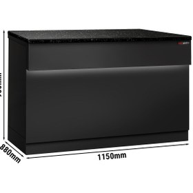 Resim Kasa Bankosu TORONTO - 1150mm - Siyah Ön Panel - Siyah Granit Çalışma Tezgahı 