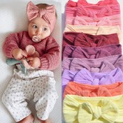 Resim 4/18'li Paket Bebek Naylon Jakarlı Saç Bandları, Yenidoğan Fiyonklu Baş Sarmafları, 0-12 Ay İçin Hastane Günlük Kullanımı İçin Rahat ve Esnek Aksesuar 