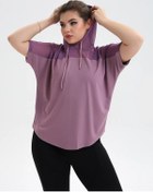 Resim Roksport Büyük Beden Kapüşonlu Spor Uzun Kollu Sweatshirt 262519622 Leylak 