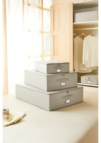 Resim Ocean Home Textile 3'lü Gri Balıksırtı Destekli Hurç Set 31 x 38 x 12 + 45 x 55 x 18 + 55 x 70 x 18 cm 