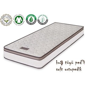 Resim Babyhopeankara 90X200 Heyner Kuş Tüyü Ped'Li Ortopedik Tek Kişilik Yaylı Yatak 