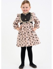 Resim Xo Kids Kız Çocuk Elbise 2-6 Yaş 9120 Bej 