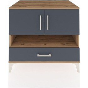 Resim Kronos Şifonyer 3 Raflı Tek Çekmeceli 2 Kapaklı 88x59x80 Çam-antrasit Atlas Çam 