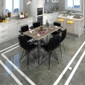Resim Kenz Life Knsz Masa Sandalye Takımı HEM75MAZLUM Crdsyh 130*090 Klçsm 6 Sandalye Syhsyh Kolçaklı Sırt Minderli 