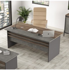 Resim Robinhome Robin Home Berlin A Ofis Çalışma Masası 180Cm*90Cm Kahve-Beton-An Gri 