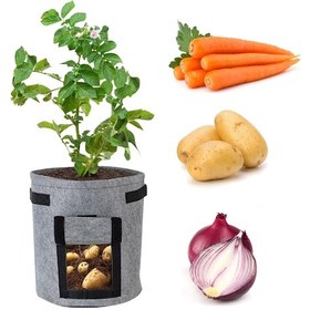 Resim Jeehugo Gri 7 Galon Pet Dokuma Bitki Yetiştirme Çanta, Gözlem Penceresi Ve Taşıma Kollarıyla, Patates/fıstıkçık İçin Yeniden Kullanılabilir 1 Adet 
