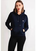 Resim Guess Kadın Logolu Kapüşonlu Sweartshirt Siyah 