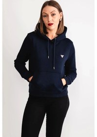 Resim Guess Kadın Logolu Kapüşonlu Sweartshirt Siyah 