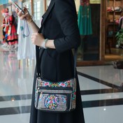 Resim Embroidered Nylon Omuz Çantası Ayarlanabilir Askılı, Vintage Tarzı Çapraz Vücut Çantası, Kadınlar Için Çoklu Cepli El Çantası Ve Cüzdan 