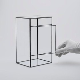 Resim 25x15x12cm Siyah Geometrik Teraryum Cam Fanus Takı Aksesuar Çikolata Kutusu 