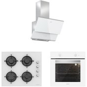 Resim Silverline 3'lü Beyaz Cam Ankastre Set (3490 Oslo 60 Beyaz+cs5349w01+bo6501w01) 