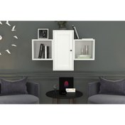 Resim Kitaplikli Dolapli Ikili Duvar Rafi 100 Cm Beyaz Dvr-1034 